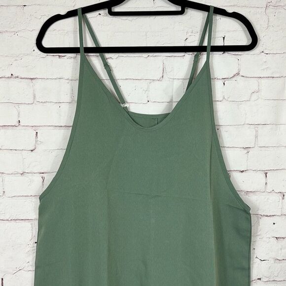Jumpsuit Overalls Womens Small Spaghetti Strap Sleeveless Pocket Scoopneck Green - Picture 3 of 9
